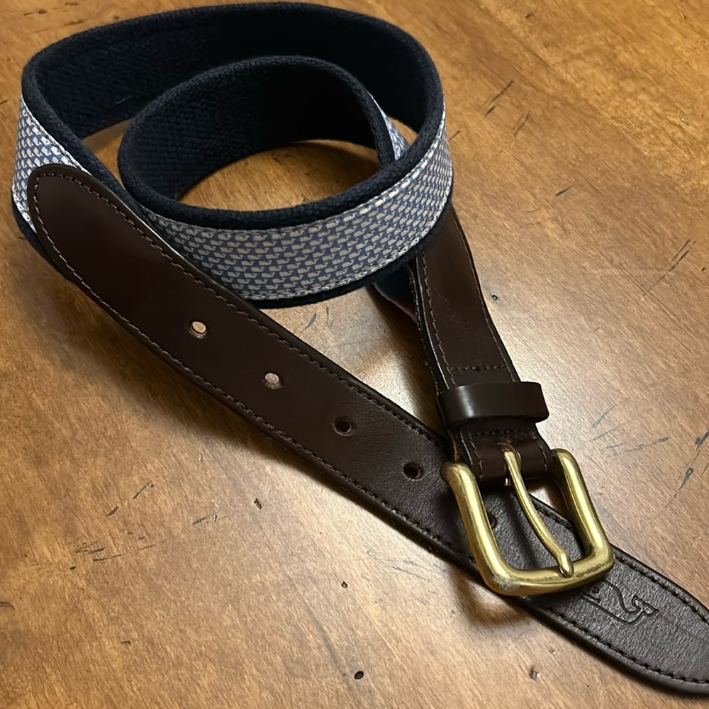 Vineyard Vines Micro Whale Canvas Club Belt, Size 30